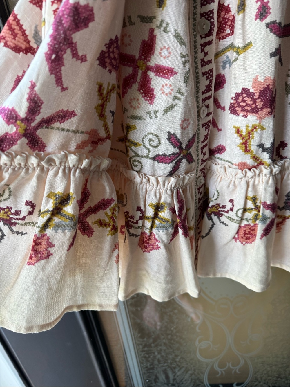 NWT Tuckernuck Cream Floral Belted Midi Dress size M - Picture 5 of 5